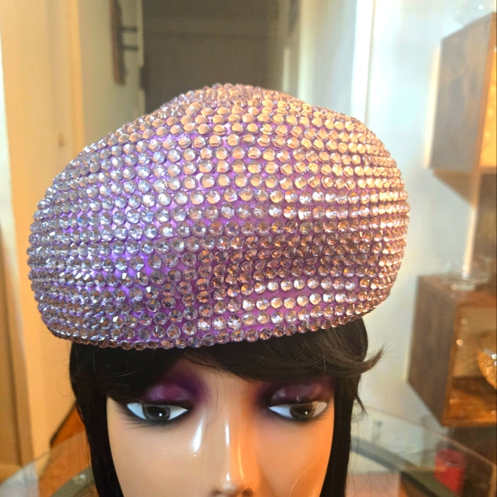 Purple Rhinestone Beret
